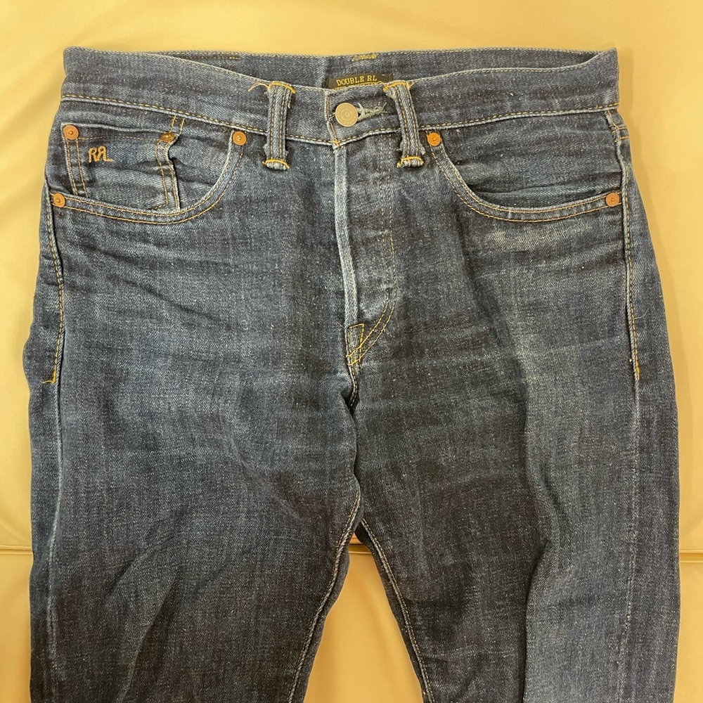 Rrl linen denim slim jeans , limited edition , middle blue wash